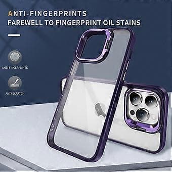 TPU+Akryl Skal med Linsram, Stativ och Skydd för iPhone 15 Pro (Stil E)