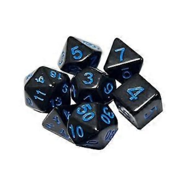 Tärningsset för DND, 7-sidigt polyedriskt RPG-tärningsset med skarpa kanter för Galaxy-serien (Blå)
