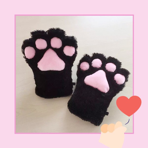 Vinterplushy handskar utan fingrar i kattklo-björntassform, 1 par