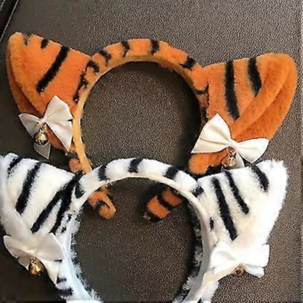 Tegneserie plysj pannebånd dyre tigerører hårbånd halloween jule rekvisitt (Hvit)