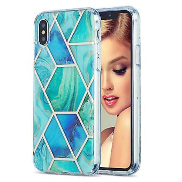TPU Skyddande Skal för iPhone XS / X (Grön Blå)