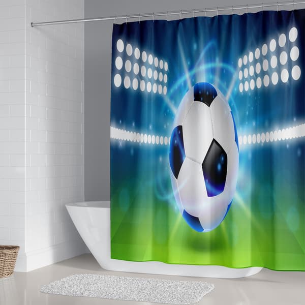 Fotbollsduschdraperi 180*180 cm, Globu duschdraperi
