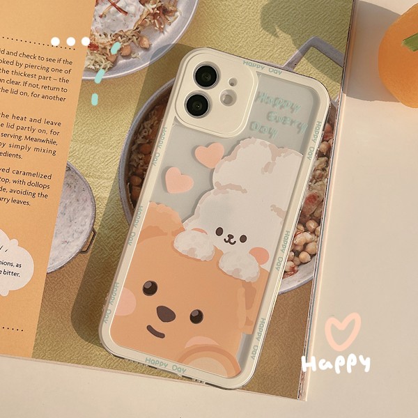 Sööt Cartoon 3D Jänis Karhu Kirkas Pehmeä iPhone Kotelo (iPhone 13 Pro