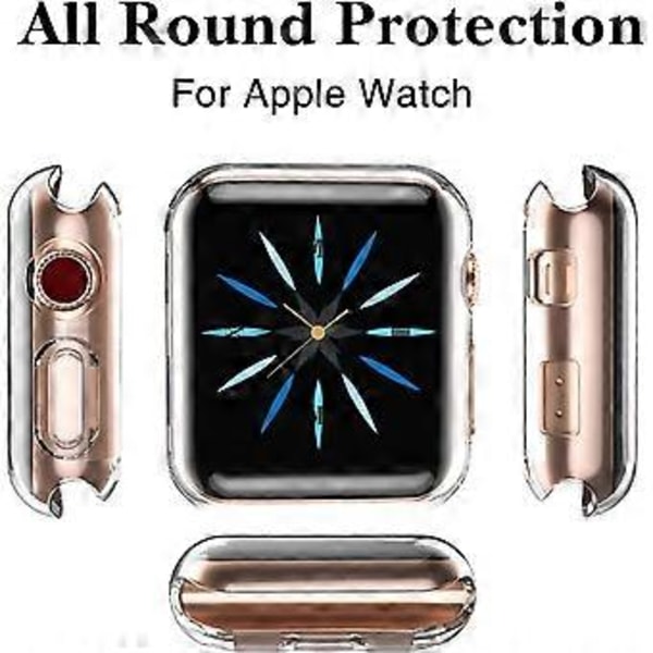 3-pack Kompatibelt med Apple Watch-fodral 38 mm, Mjukt HD-högkänslighetsskärmsskydd med TPU Allround Anti-Fall Bumper Skyddande Fodral för