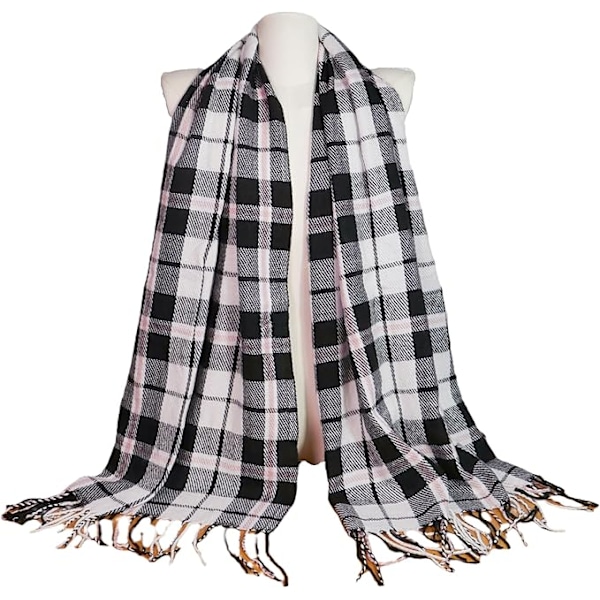 Dametøjsscarf Langt Sjal Vinter Tyk Varmt Strikket Stort Tartan Sjal