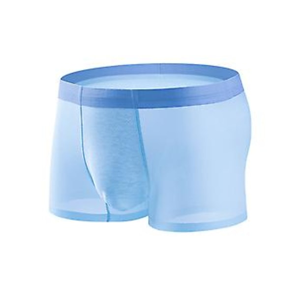 Uudet miesten alushousut, klassiset pehmeät hengittävät bokserit, silkkiset bokserit, terveyttä ylläpitävät (L vaaleansininen)