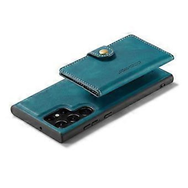 EEHOOD Retro Magnetiskt PU-fodral för Samsung Galaxy S22 Ultra (Blå)