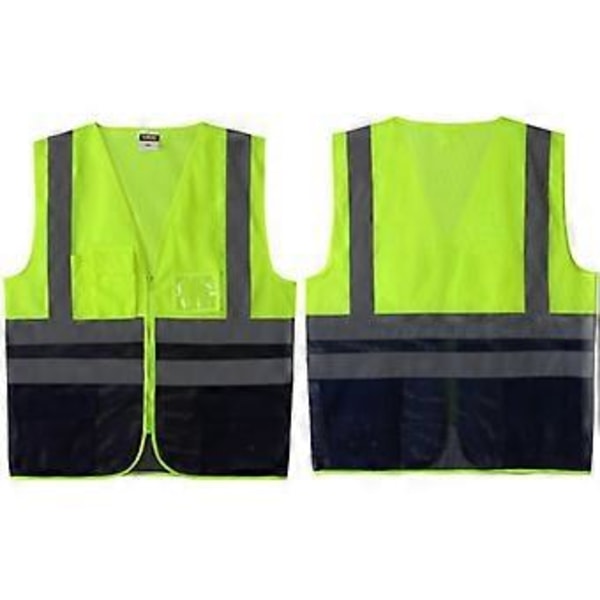 Herrevest Høy Synlighet Refleks Veste Sikkerhets Arbeidsjakke (XL Gul)
