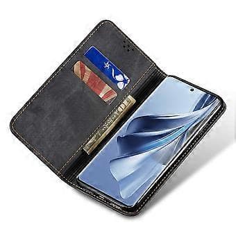 För Samsung Galaxy S23 FE Jeans Tyg Textur Plånboksfodral PU Läder Stativ Telefonfodral (Stil D)