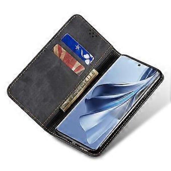 Til Samsung Galaxy S23 FE Jeans Kludtekstur Pungetui PU Læder Stativ Telefon Cover (Style D)