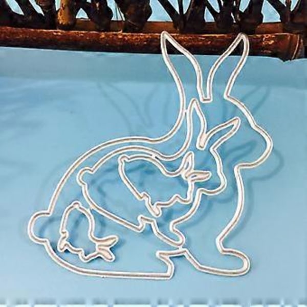 Söt Kanin Familj Metallstansar Schablon DIY Scrapbooking Album Stämpel Pap
