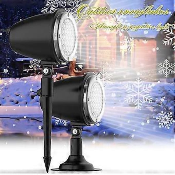 Søt Julenisse Snøflak Projektor med Jordforbindelse Julefest Snølandskap Hage Lampe for Plen (2 stk EU)