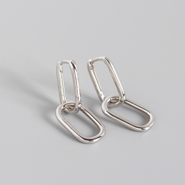 Dobbelt Loops Dangle Små Øreringe 925 Sterling Sølv Perso