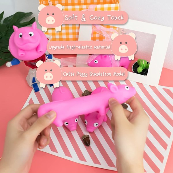 Mjuk Pig Stressboll Piggie Kläm Leksak Anti-Ångest Rolig Pi