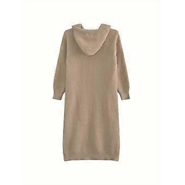 Fransk high-end hættestrikket kjole til kvinder, afslappet stil, ammekjole, lang nederdel (Beige)