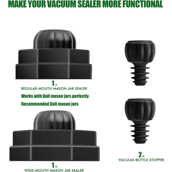 4-pakning Universal Vakuumforsegler for Mason Jars og Vakuum Vinflaske