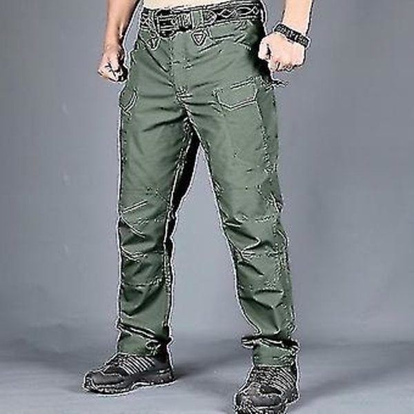 Men's Tactical Cargo Pants Swat Trousers Outdoor Sports Trekking Pants Multi-pockets Pants Training Overalls Army Pants-r(XXL Green)