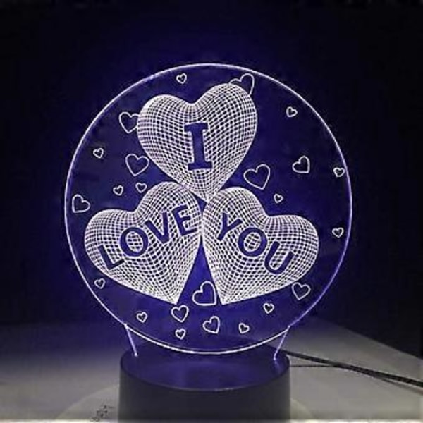 3D Nattlampa, 7 Färger LED Plug-in Kreativ Dröm Romantisk Sovrum Sängbord Lampa Matning