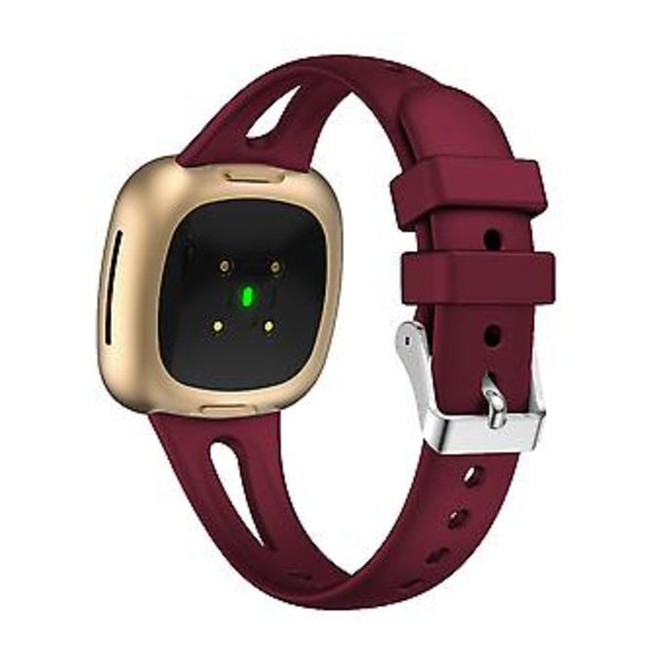 Til Fitbit Versa 3 / 4 Silikon Urrem S (Vinrød)