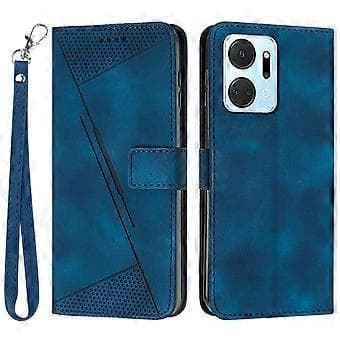 Telefondeksel til Honor X7a 4G PU-skinn+TPU Trekantpreget stativ Lommebok Støtsikkert etui