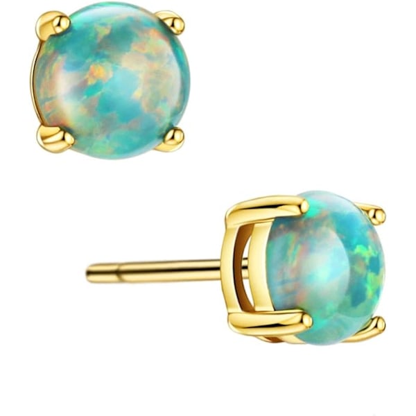 Opal Studörhängen i Sterling Silver, Solitaire-stil, Smycken för Kvinnor