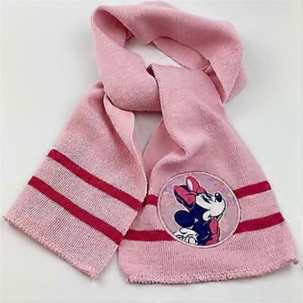 Vintervarm stickad mössa, halsduk och vantar med pompom för små flickor - Frozen Elsa Anna Minnie (D)