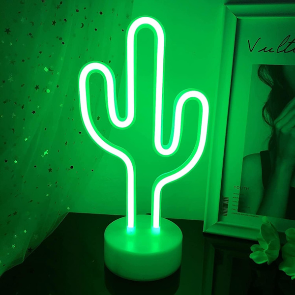 Kaktusljusskyltar, LED-neon dekorationsljus, Barnens nattlampa, Vackert omgivande ljus, kostym
