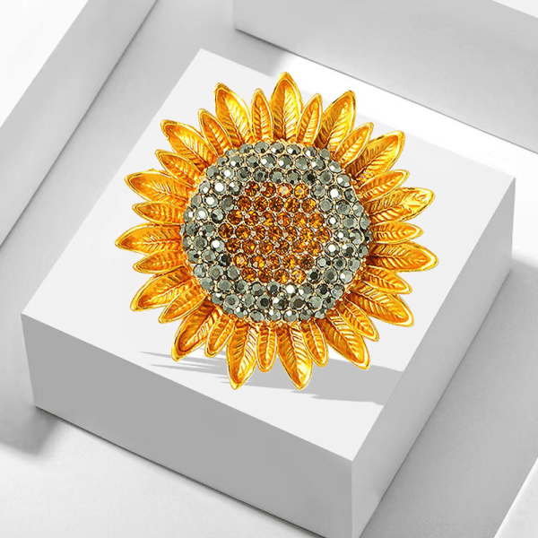 Solros brosch med strass