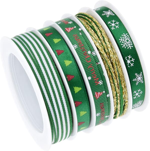 5x5M Grøn Jule Grosgrain Bånd Bundt Polyester Dobbelt Sid