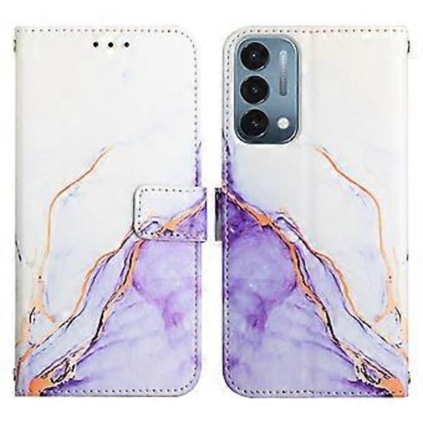 Marmorfodral för OnePlus Nord N200 5G & OPPO A74 5G (Vit Lila)