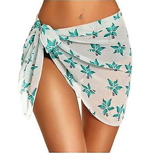 Strand Wrap Sarong Badetøj Cover Ups Til Kvinder Åndbar Hurtigtørrende Sarong Skørt (208*50cm Lysegrøn Blade)