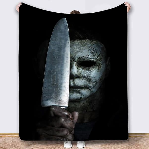 150 x 200 cm Flonel Tæppe med Halloween Gyserkarakter Design - 2