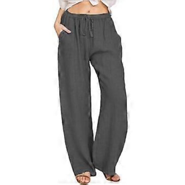 Forår og Sommer Damebukser Casual Løse Bukser (4XL mørkegrå)