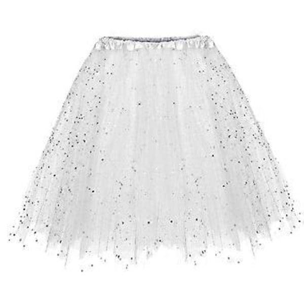 Tutu-kjol för damer - Vintage balettkjolar för fest Mesh Tüllkjol (Vit)