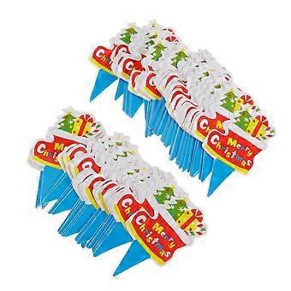100 Stykker Julemand Snemand Elg Cupcake Toppers Børnefødselsdagstilbehør (Julestrømpe)