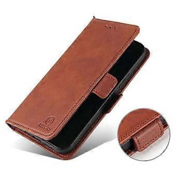 ABBCAS iPhone 15 Skal med Myrateckstur PU-Läder Stativ Magnetisk Folio Plånboksfodral (Stil D)