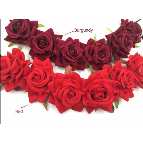 Rose Red Rose Flower Crown Woodland Hair Wreath Festival Headband