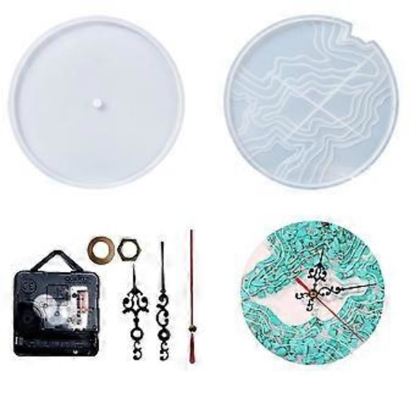 DIY Ø-Resin Silikonform Vægur Epoxy Resin Form Håndlavet Resin Silikonform Sæt til Opholdsstue Hængende Pynt (Sæt 3)