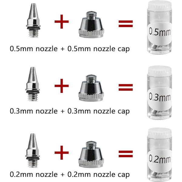 7 kpl:n airbrush-neula 0,2 mm/0,3 mm/0,5 mm suutin Airbrush-sarjat Yleiskorvaavat airbrush-pistooleille