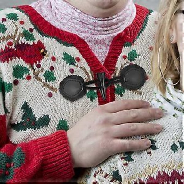 4 Par Toggleknapper i Læder til Tøj - Retro Tøj Knapper - Frakke Knapper