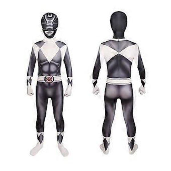 Mighty Morphin Power Rangers Cosplay Kostym Jumpsuit Bodysuit Party Maskerad Set för Unisex (140 Svart)