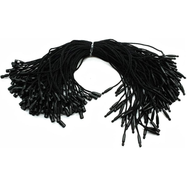 200-pack 14 cm svart nylon hängetikettsnöre - snäpplås för att fästa etiketter och säkerhetsetiketter - lanyard