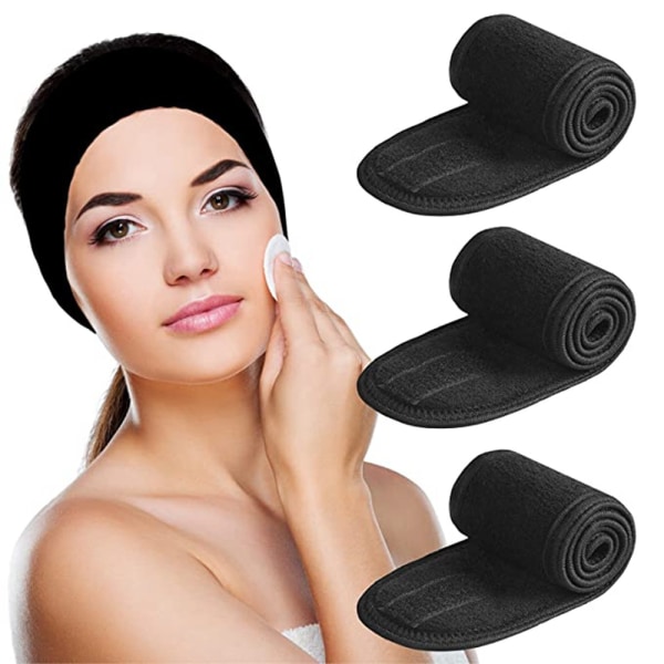2-pack svarta, kardborreband sport yoga månscarf pannband dubbla lager