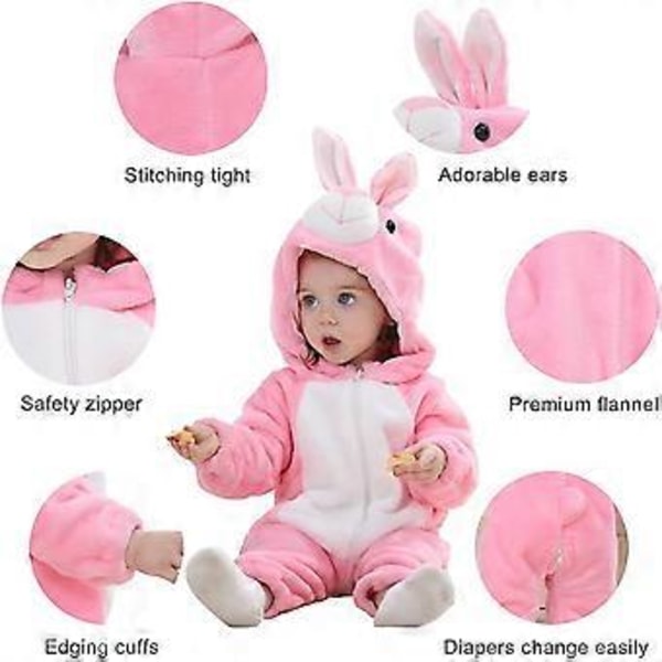 Babykombinasjon Unisex Vinter- og Høstkombinasjon i Flanell Cosplay-antrekk for Dyr