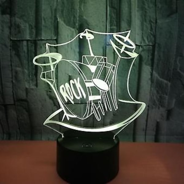 3D Rocktrumma Ljus Touch Bord Bordslampa Optisk Illusion