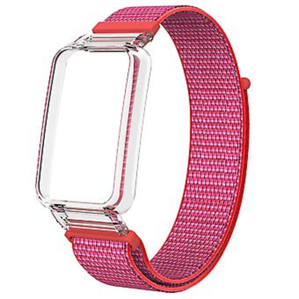 PC-fodral + Nylon Loop-rem för Xiaomi Mi Band 7 Pro (Hibiscus Powder)