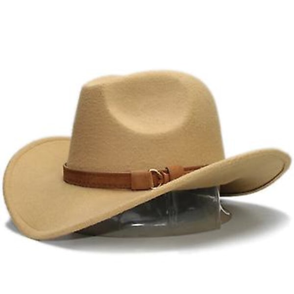 HERRE WESTERN COWBOY RODEO HAT SORT FILT COWBOY RIDEHAT (Khaki)