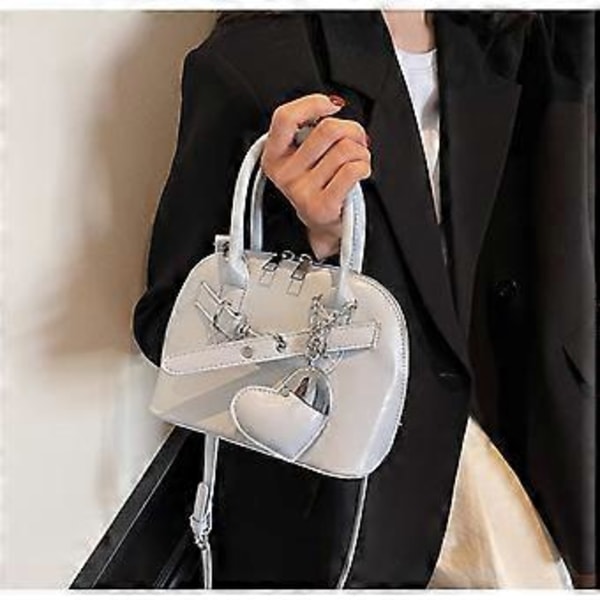 Stilren axelväska PU Läder Crossbody Plånbok Dam Handväska med Hänge Kompakt Satchel För Affärer Casual Tillfälle Svart( Svart)