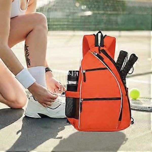 Pickleballväska Pickleball Sling Bag Justerbar Pickleball Racketväska Pickleball Ryggsäck med Vattenflaskhållare grå(grå)