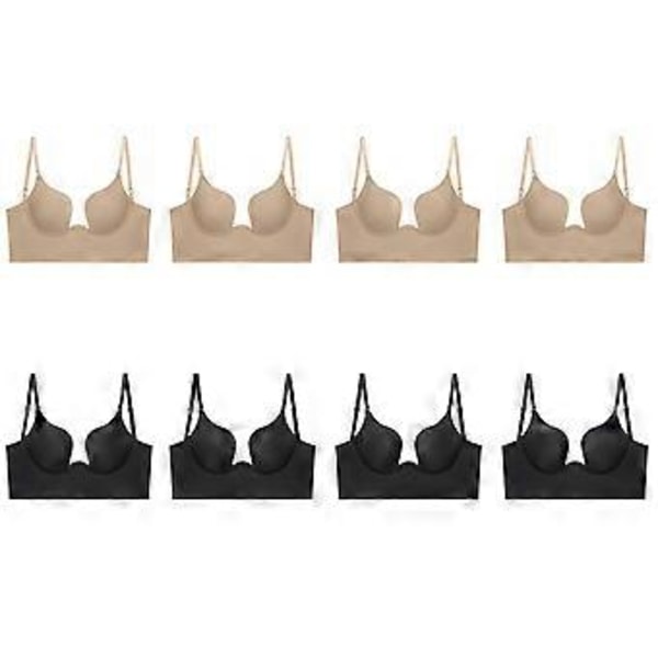 Stort Prisras Dam Låg Skärning Djup U Urringning BH, Vacker Rygg sommar Spårlös bröstkollektion bh anti-hängande (38 85AB Beige)
